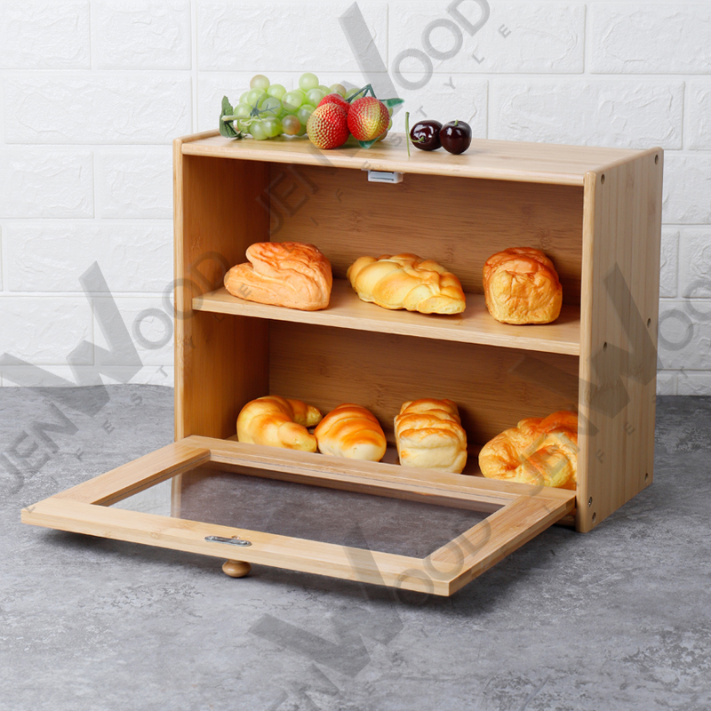 double layers bamboo bread box