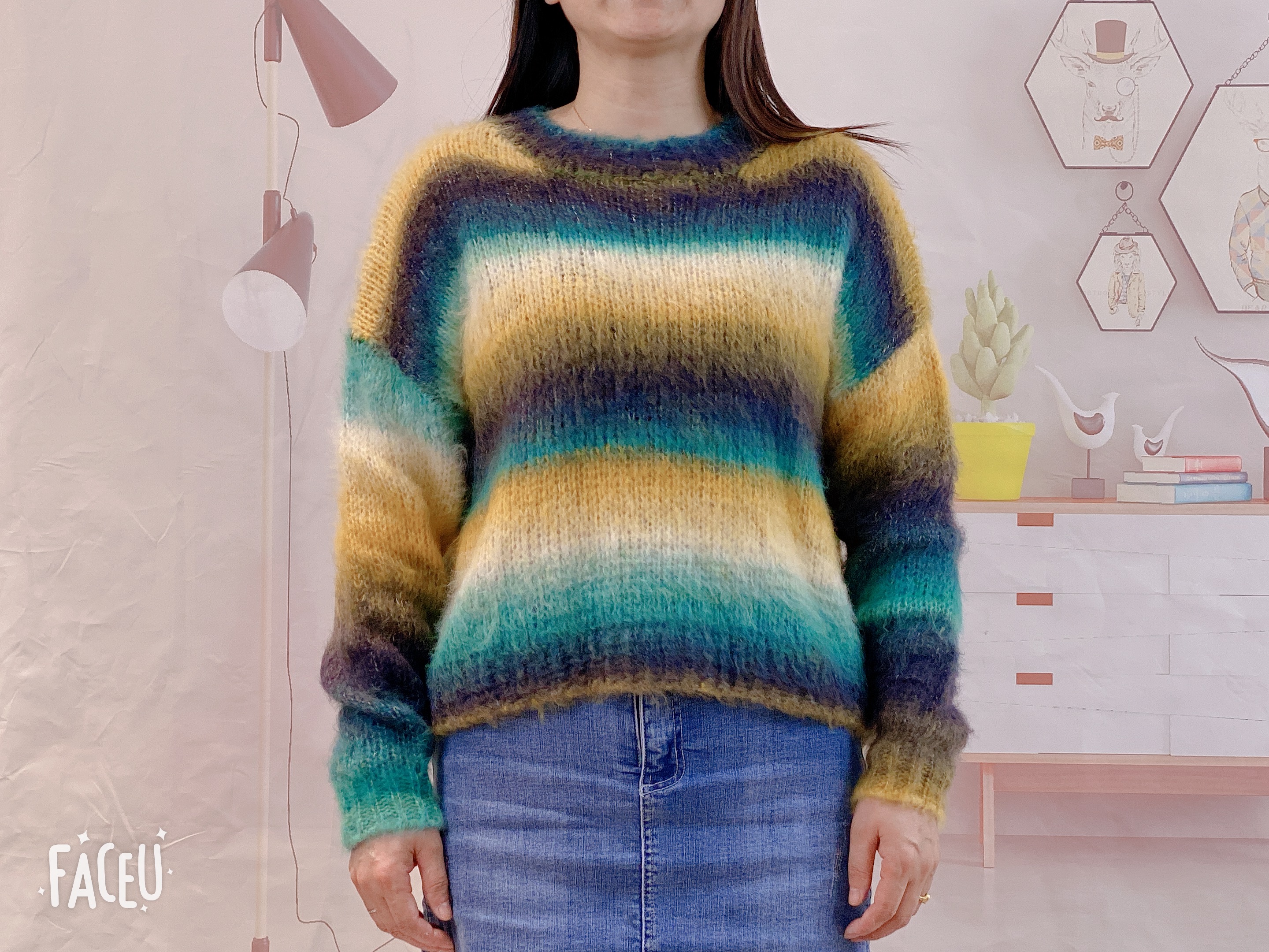 Ladies‘ crew neck pullover space dye