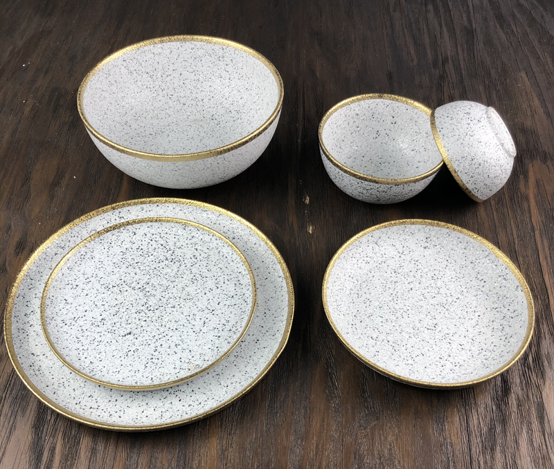 Imitation marble ceramic tableware