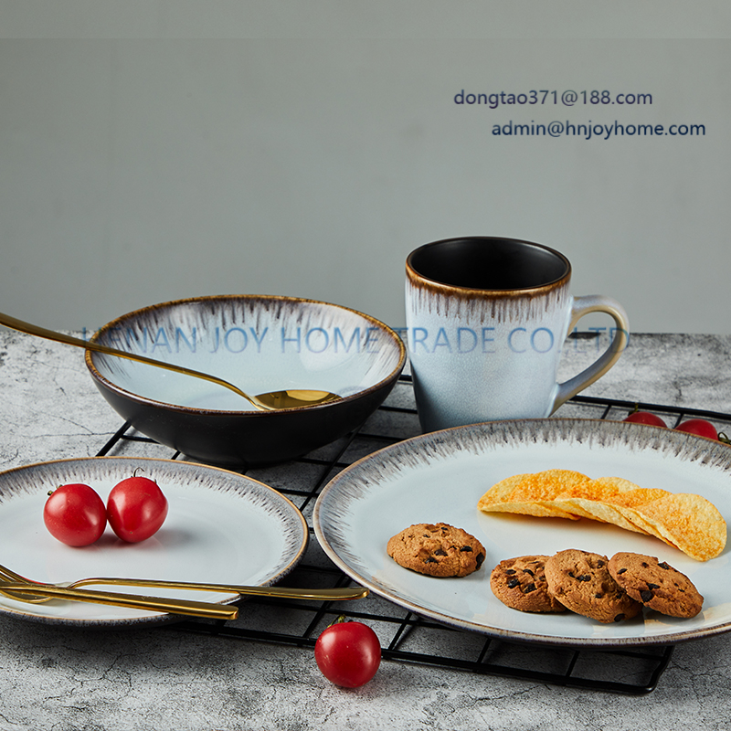 The gradient twice reactive glaze + European style 16pcs dinnersets