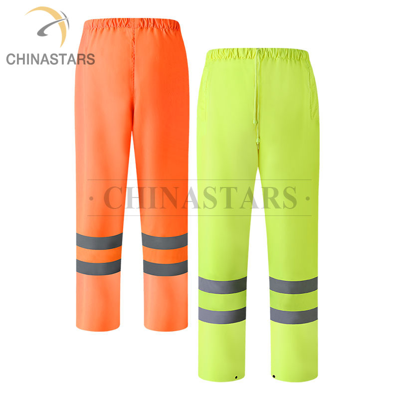 Yellow and orange safety wear high visiblity reflective work pants trousers with silver reflective tape