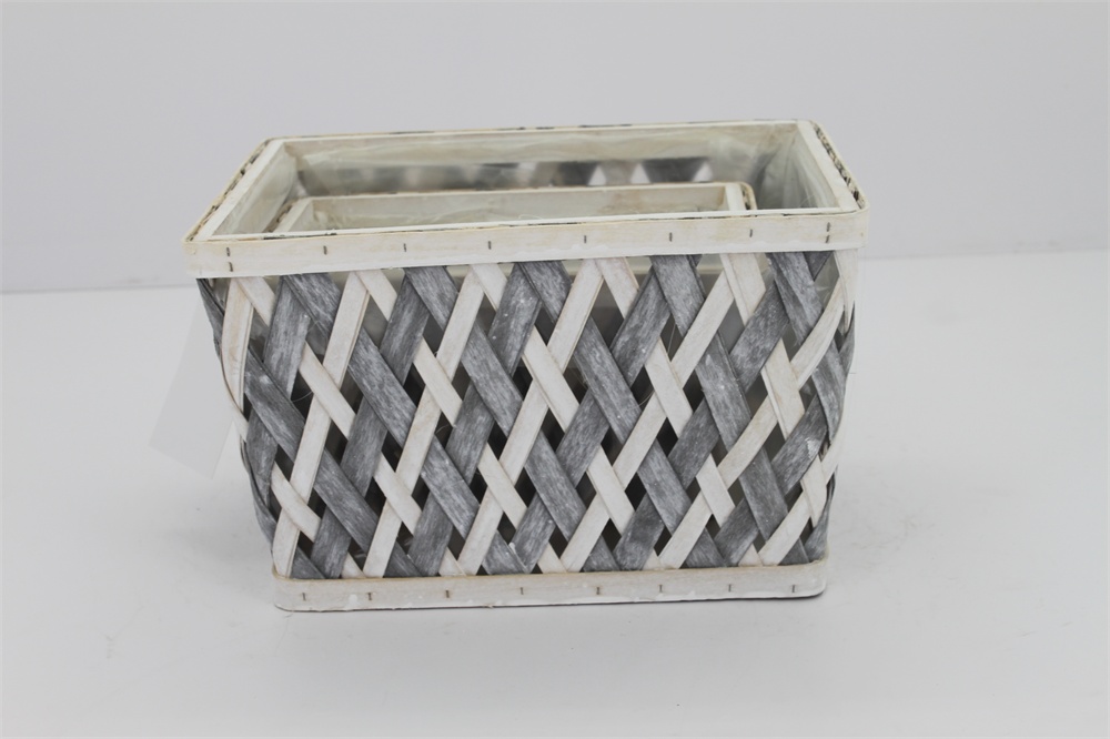 KINGWILLOW hot sale Woodchip woven rectangle shape storage basket for Home Sundries