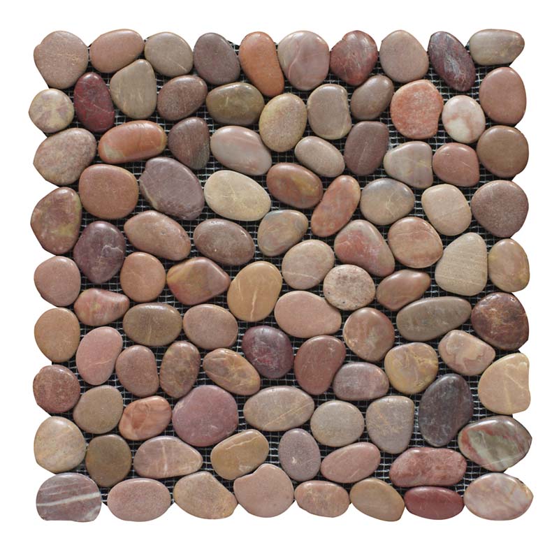 Red Stone Pebble On Mesh For Floor And Wall
