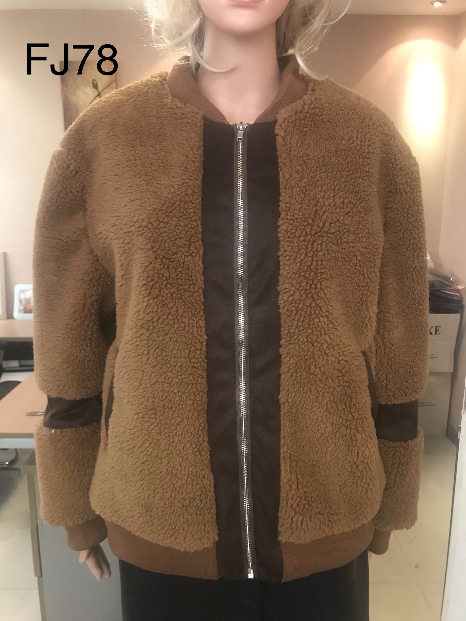 Ladies Jacquard Faux Fur Jacket