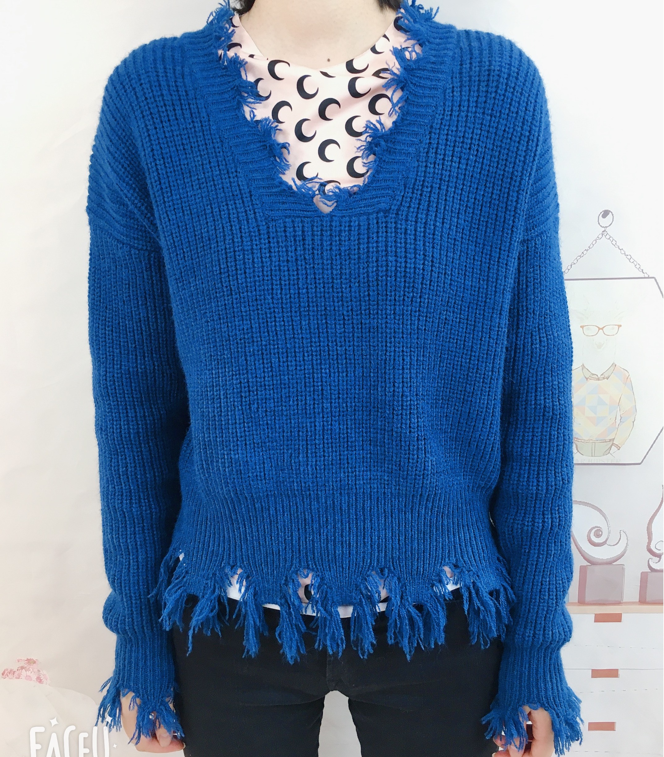 Ladies' V neck sweater pullover