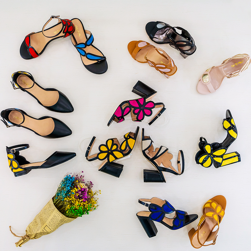 Mgs4-61embroidery Flower Block Heel Sandals