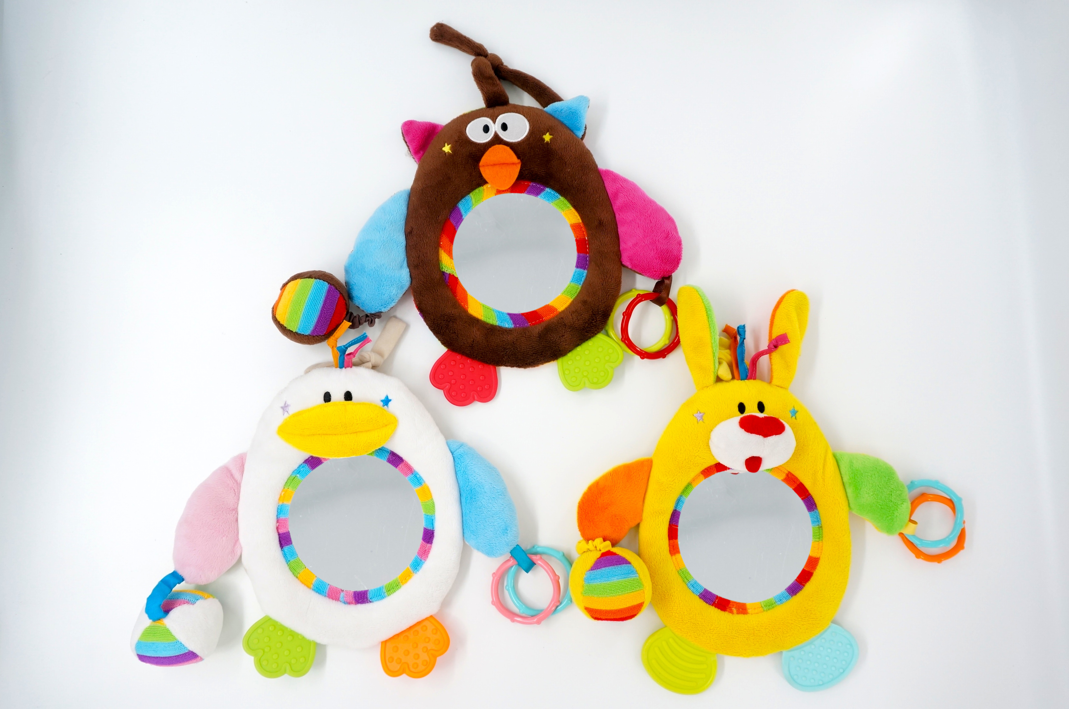 mirror toy with teether and rattle