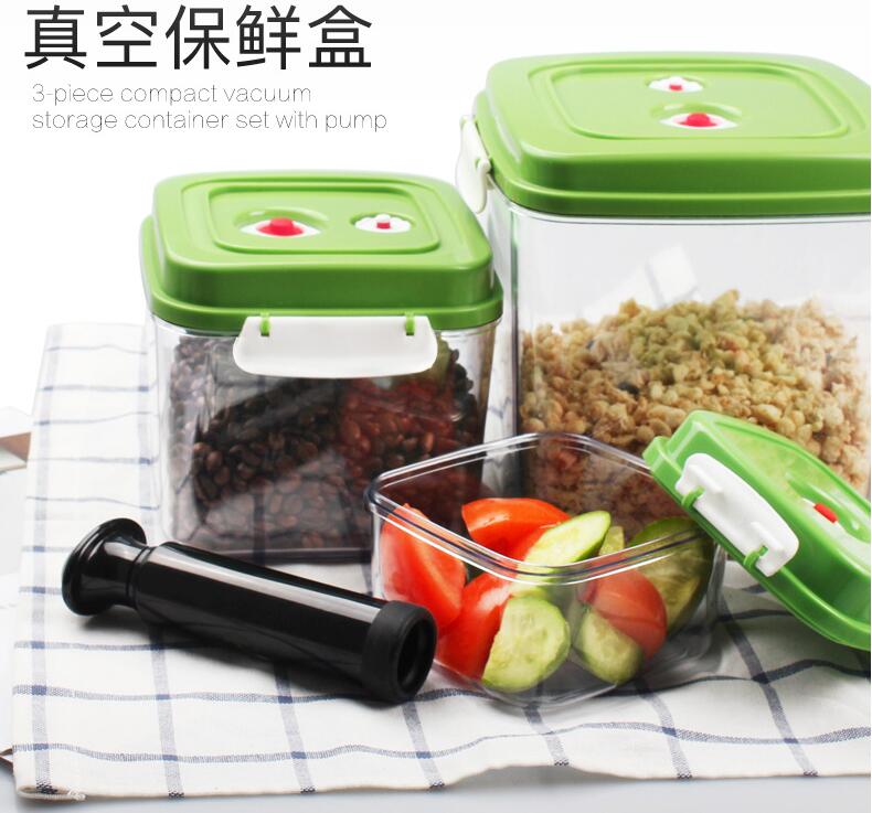 0.5L,1.4L, 3L AS Square nestable vacuum food storage container with pump
