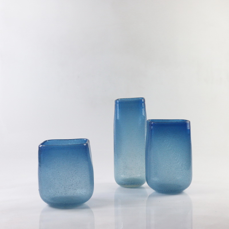 Handmade blown colored glass hurricane