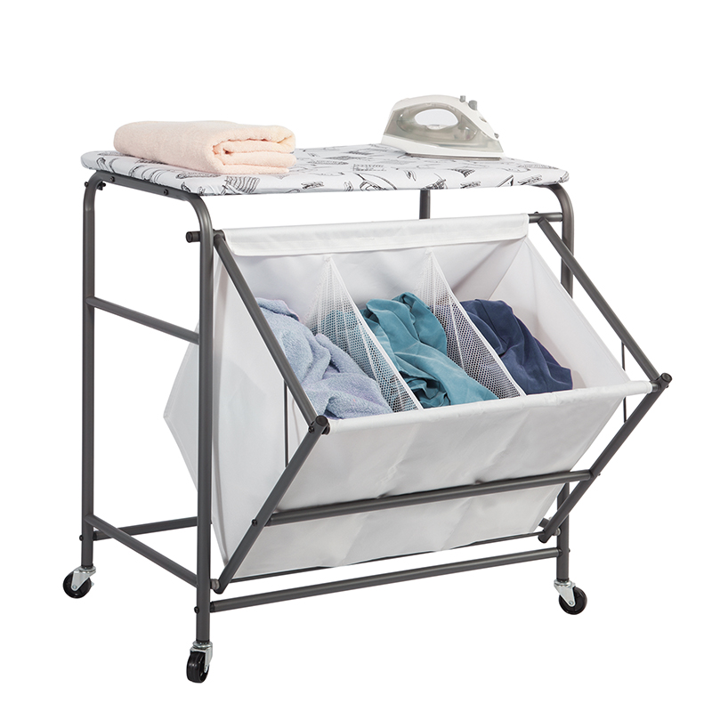 Easy-sort laundry station w/ironing board