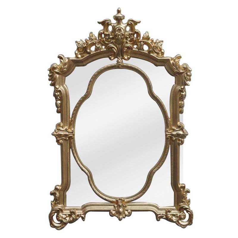 distressed gold frame with flat mirror