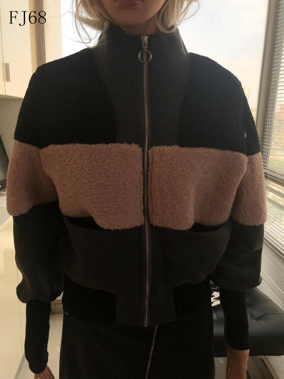 Ladies Jacquard Faux Fur Jacket