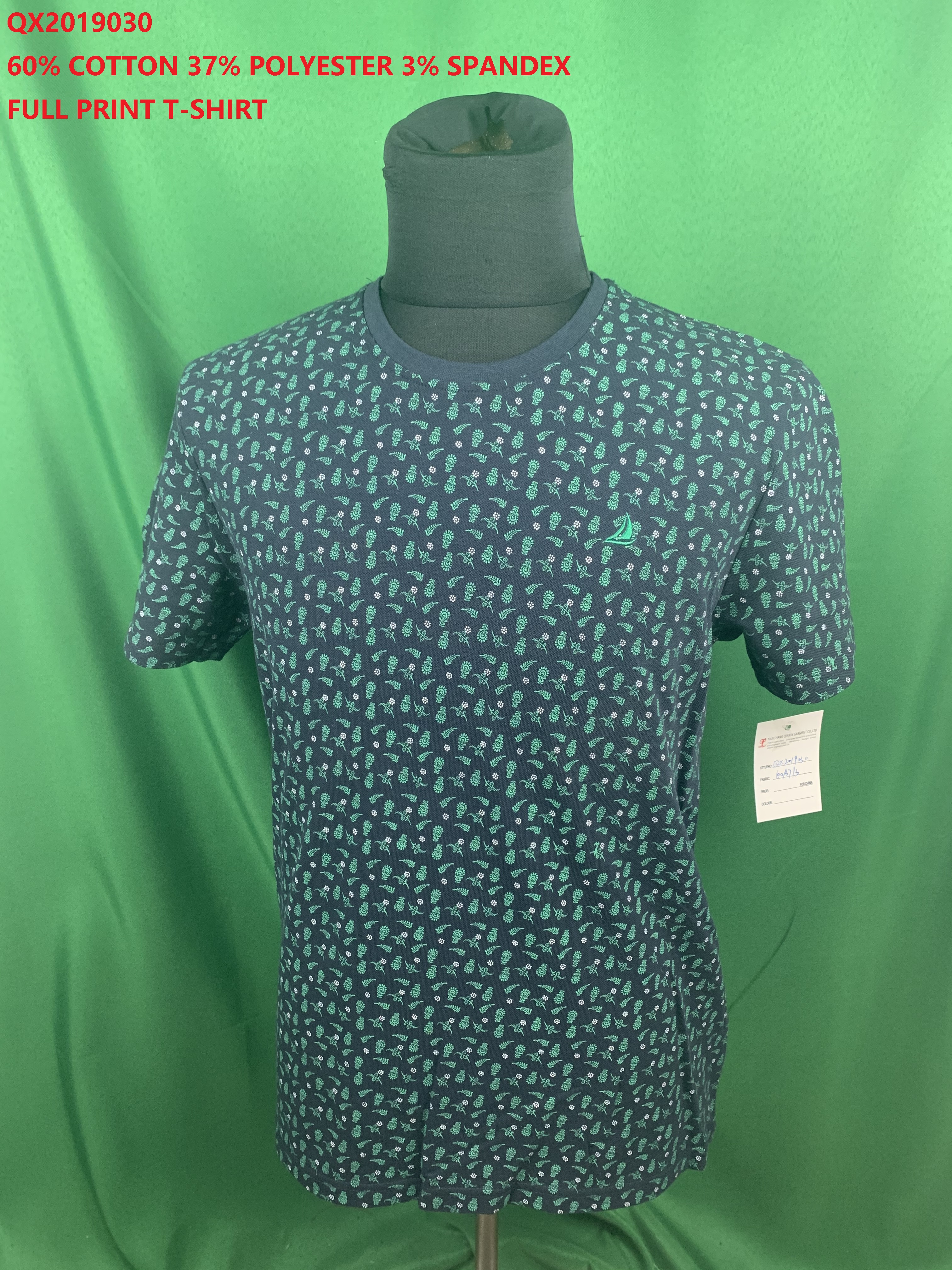 Qx2019030 Cvc Spandex Full Print T-Shirt