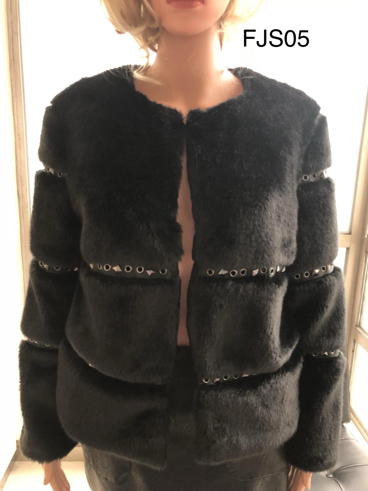 Ladies Jacquard Faux Fur Jacket