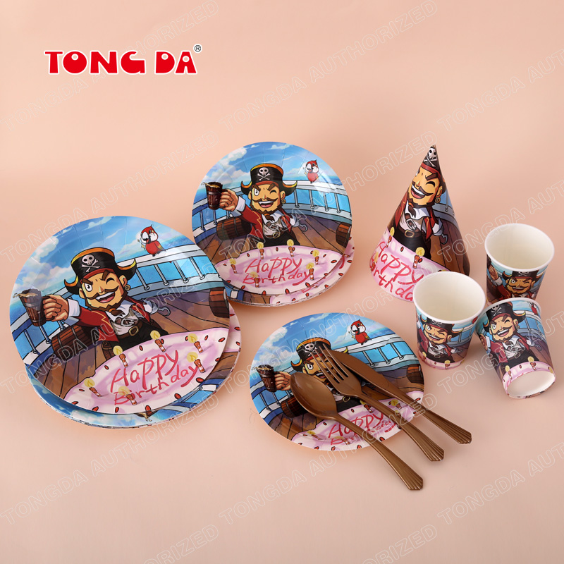Disposable paper tray party decorated dessert table decoration children's birthday table cake cartoon plates