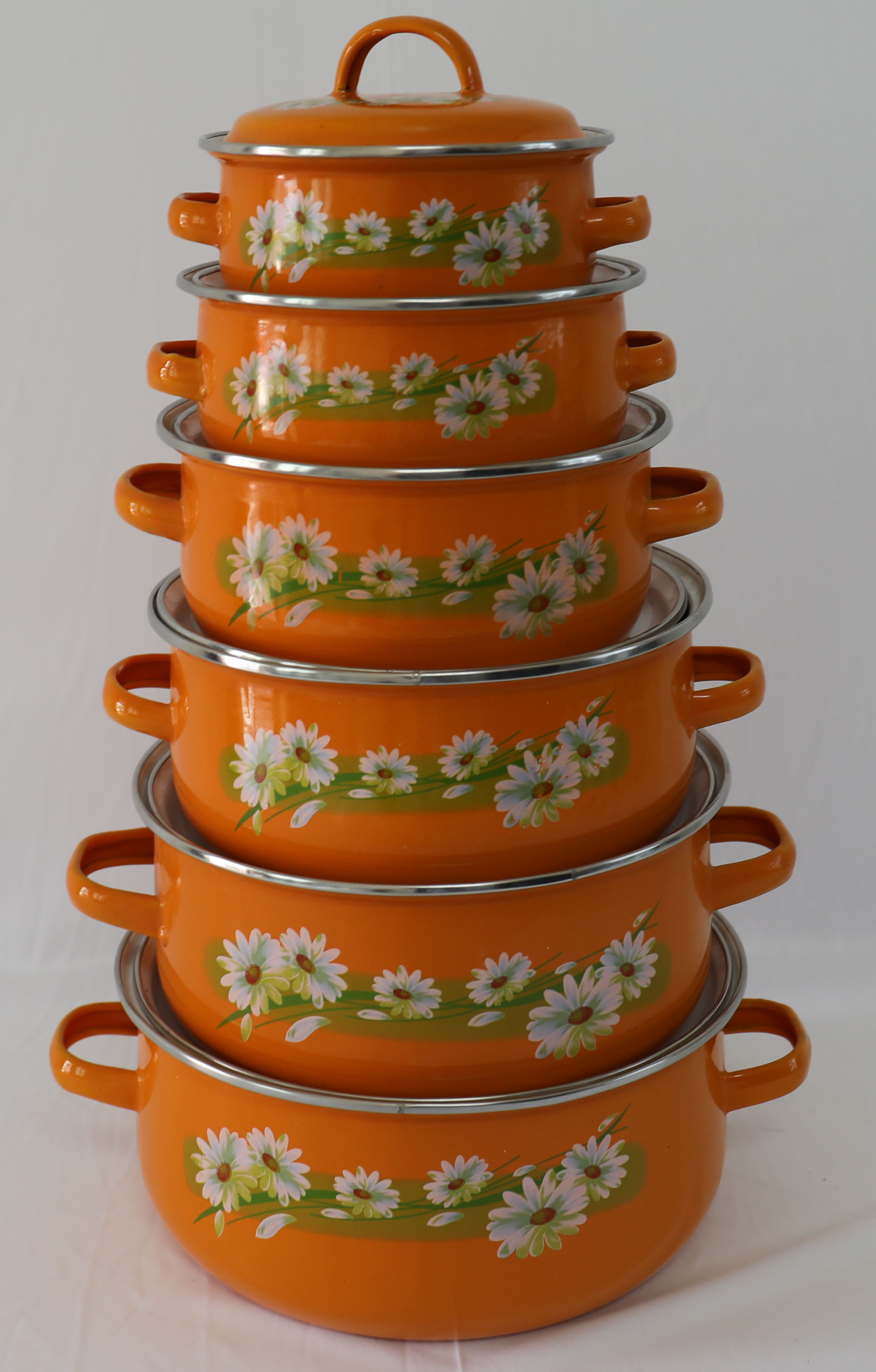 Enamel Casserole Inside White Out Side Dark Color With Decalcolor