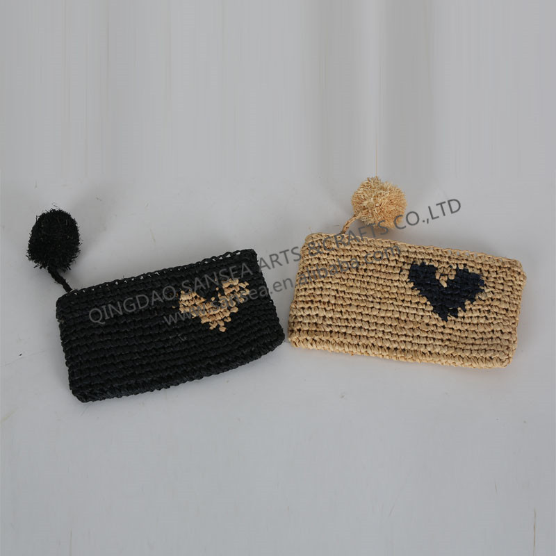 Straw bag wallet