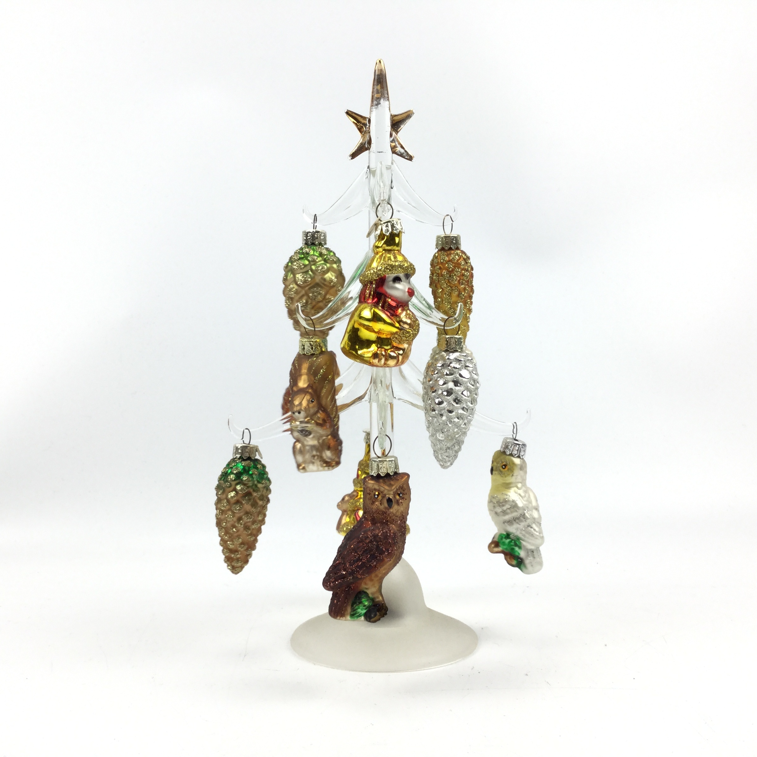 LED Glass Christmas Tree with Ornaments | Table Decor Gift