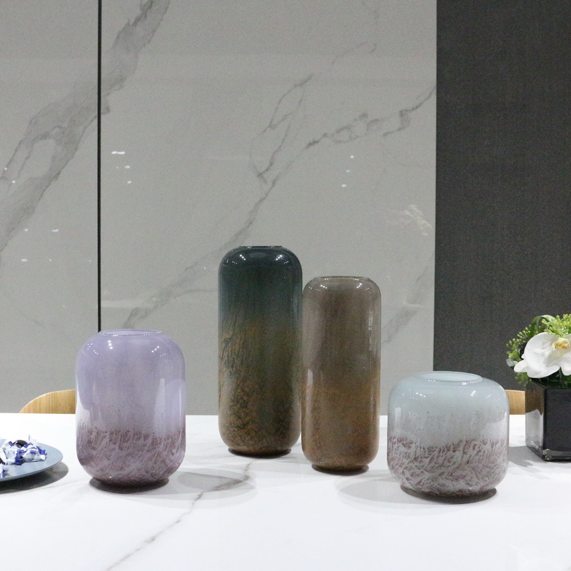 Handmade blown colored glass vase