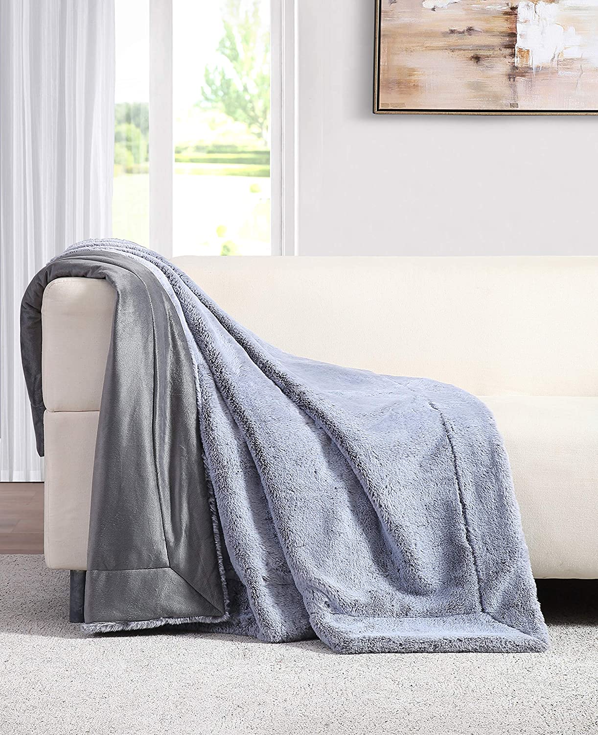Faux Rabbit Fur Throw Blanket