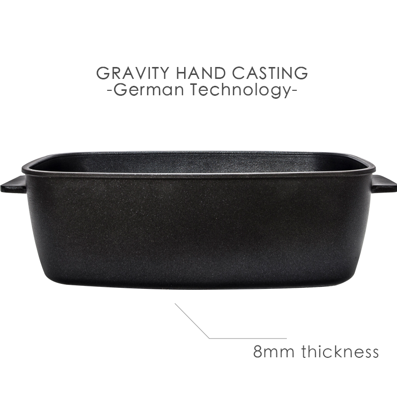Gravity Hand Casting Roaster pot Pan Nonstick 33cmX20cm