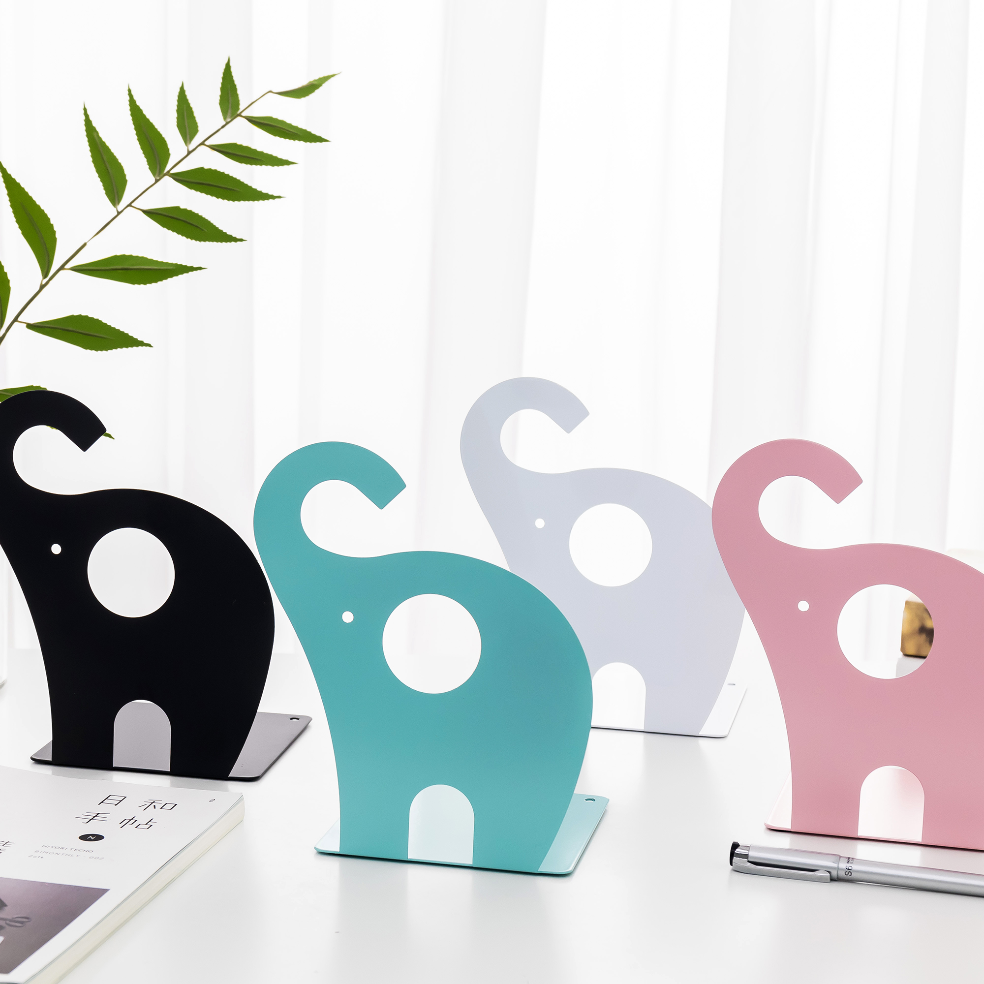 High quality reading shelf protect eyes elephant shape metal bookend