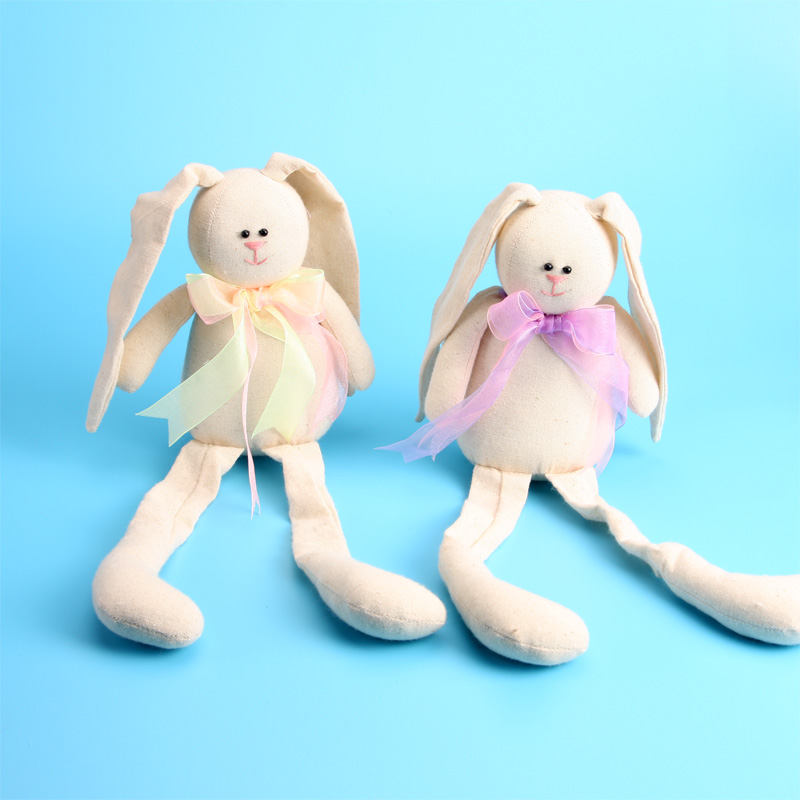 Handmade Stuffed Bunny Couple Sitting