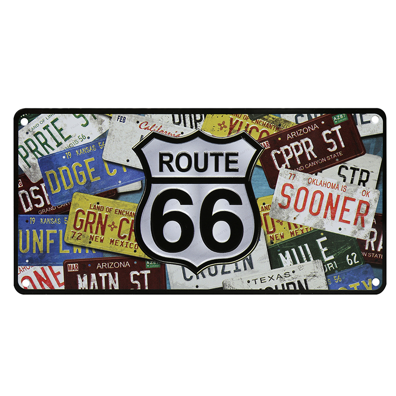 us 66 good price Custom USA size 15x30cm good quality souvenir 3d embossed funny bar decorative car license plate