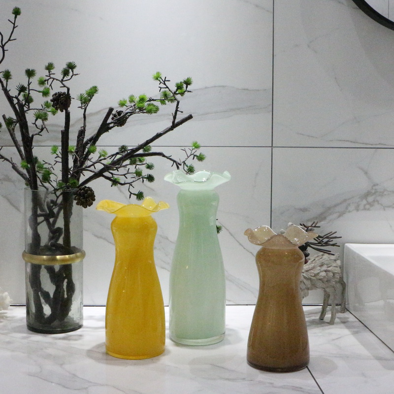 Handmade blown colored glass vase