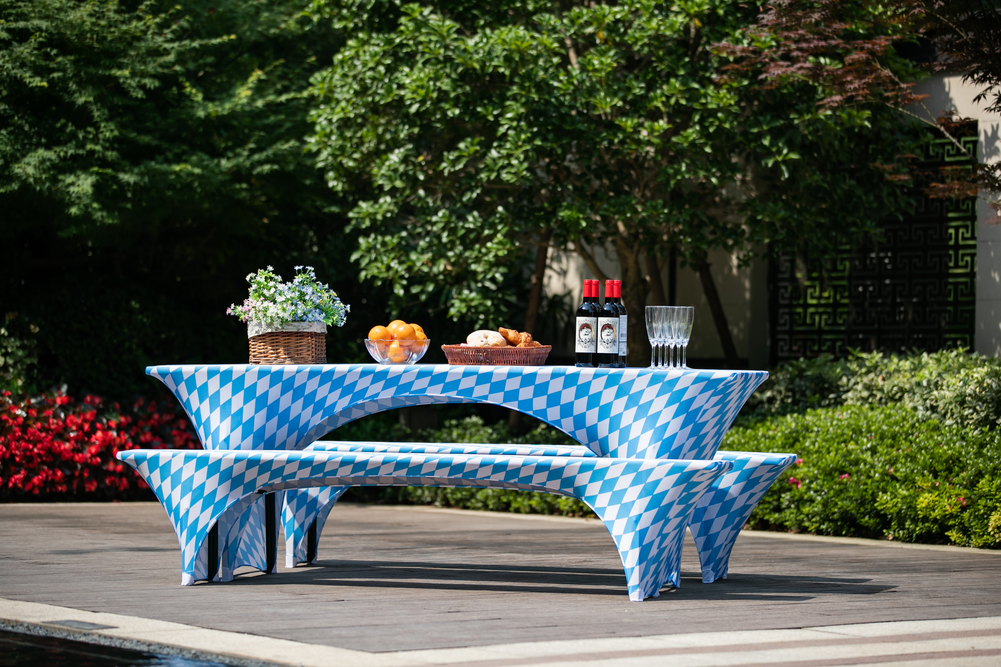 beer bench table cover printing stretch beer bench table cover