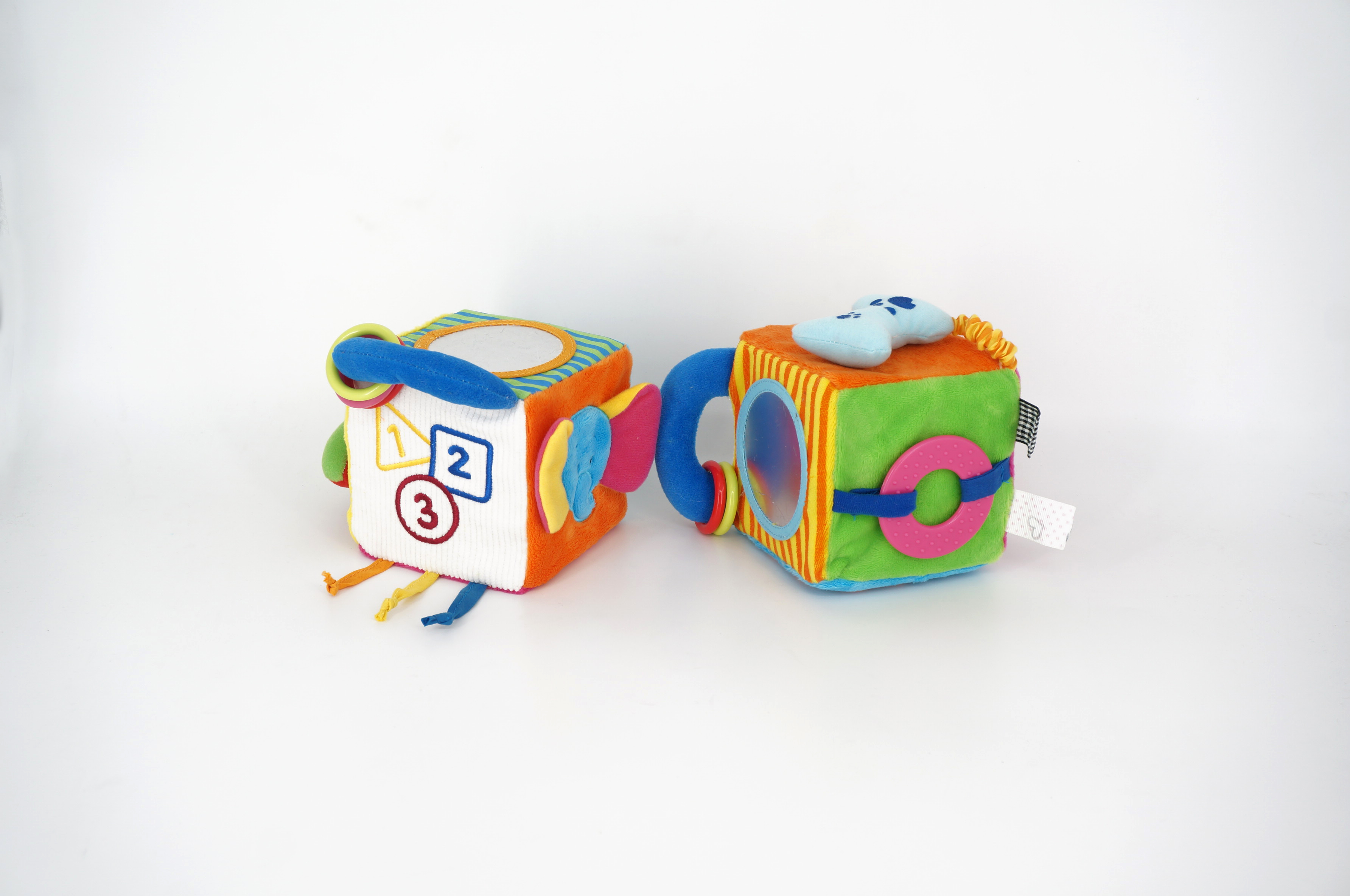 elephant ,lion activity cube with mirror ,teether ,squeaker and plastic rings