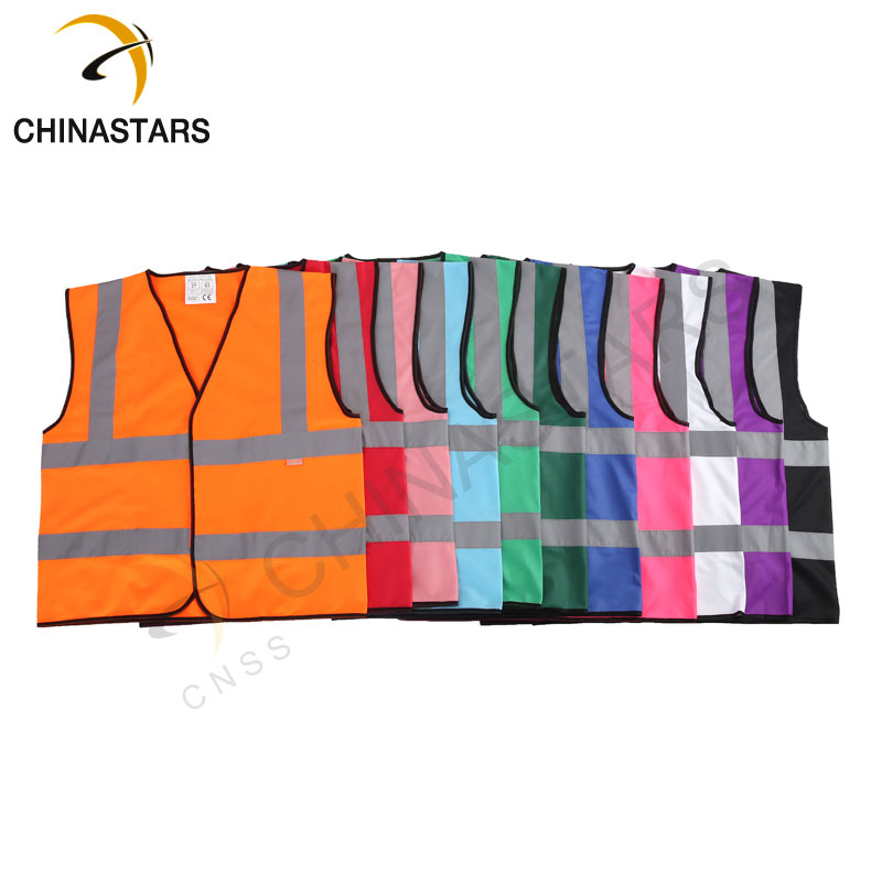Classic polyester safety vest workwear with edging 11 colors available hook and loop front