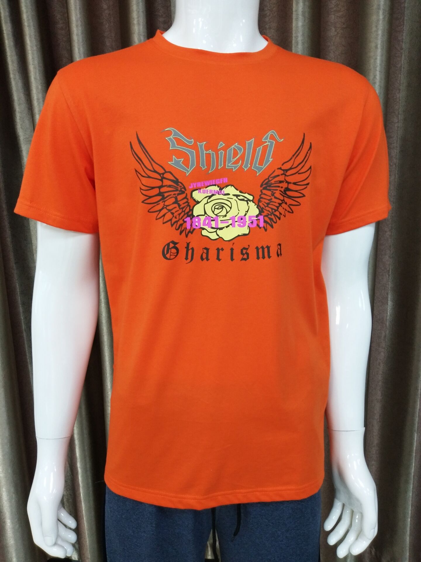 180gsm cotton rubber print fashion ladies t shirt