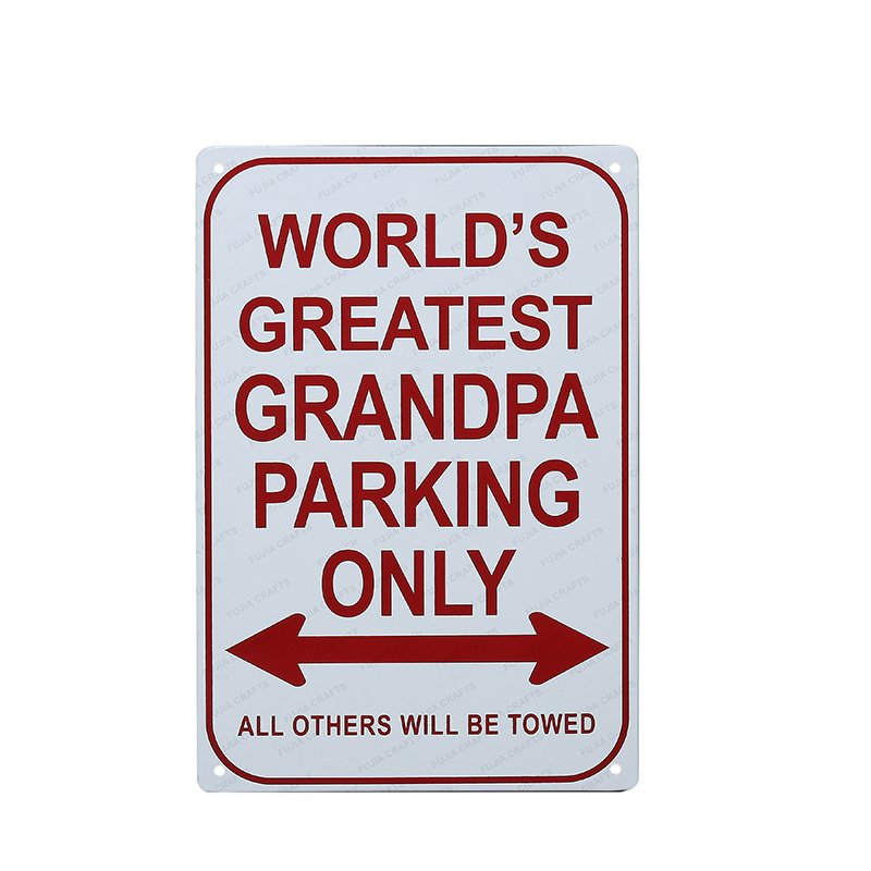 Advertising folded retro edge embossed custom vintage parking metal tin sign