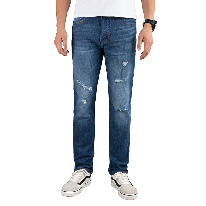 Basic style casual denim jeans pants men jeans trousers Moustage and monkey wash ripped jeans G1967