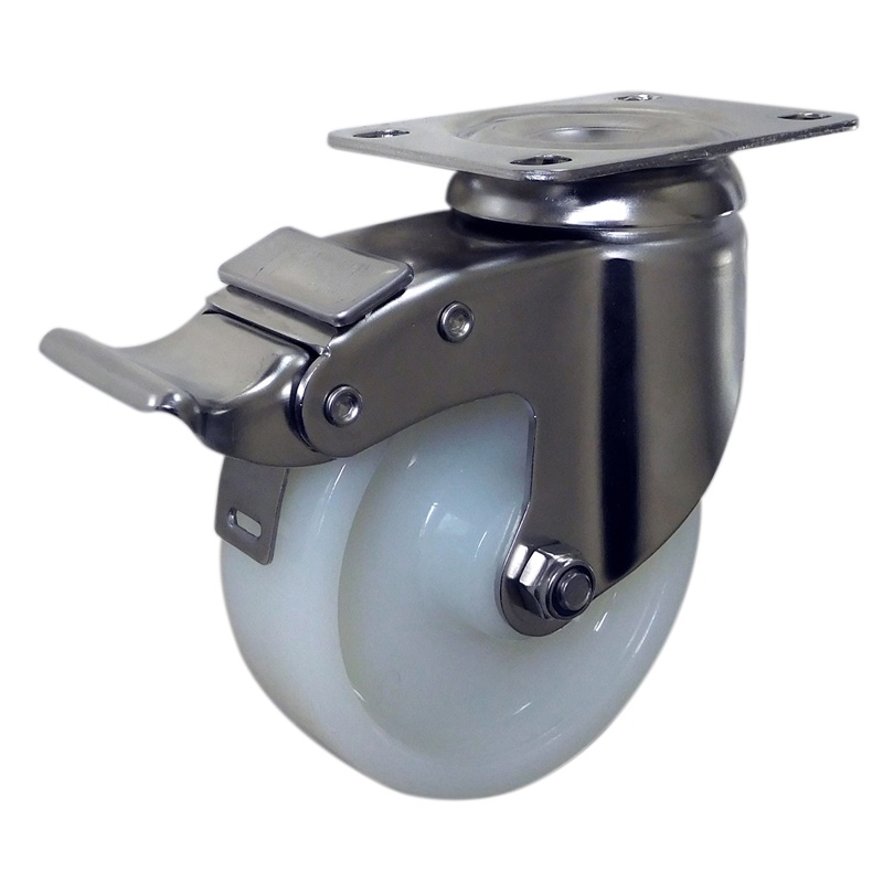 5 inch medium duty nylon swivel caster with patent brake