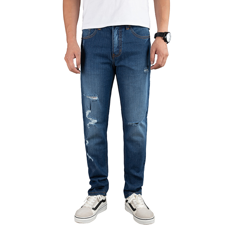 Casual man jeans monkey wash ripped denim jeans trousers Straight jeans G1971
