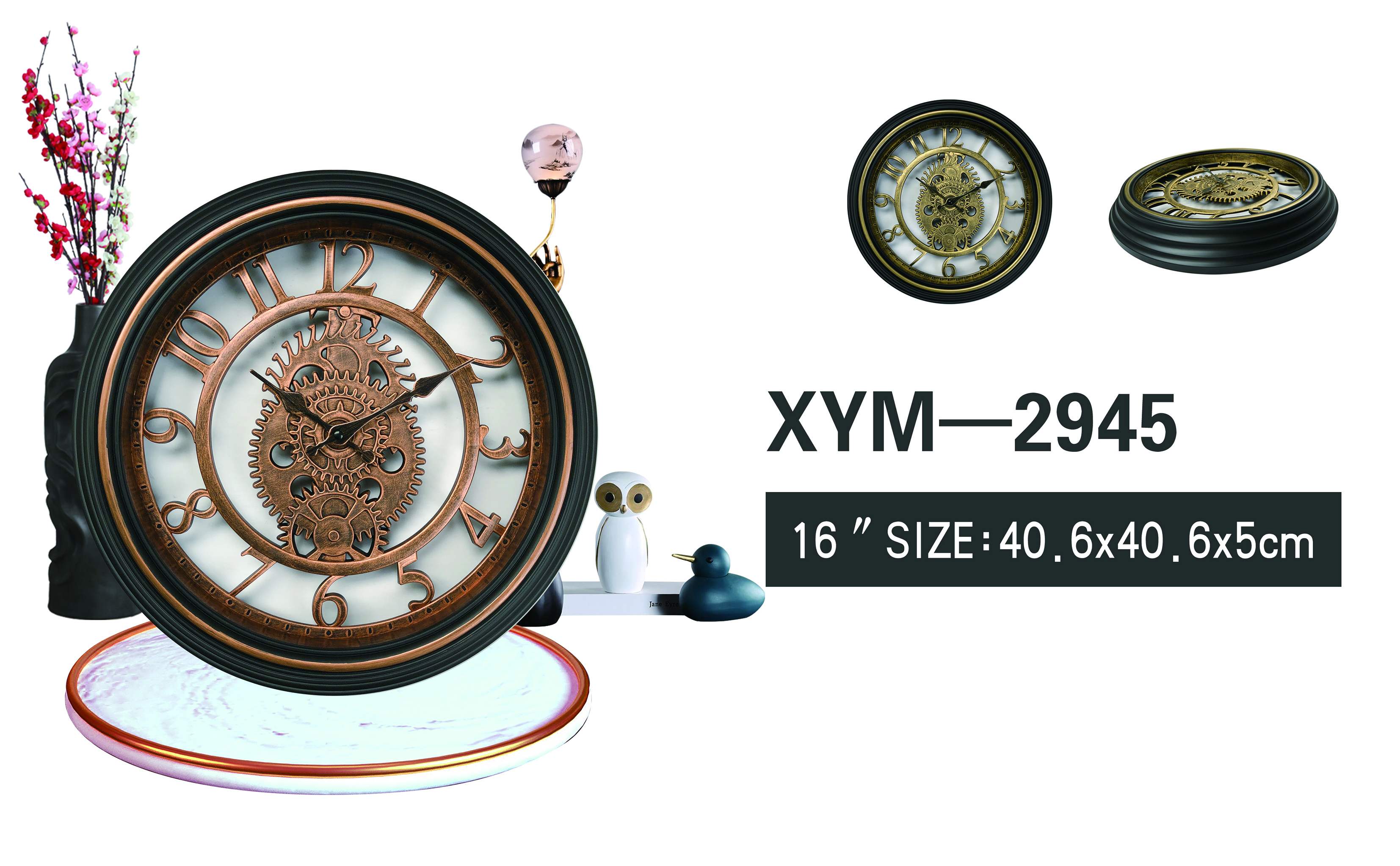 16inch European antique style quartz wall clock