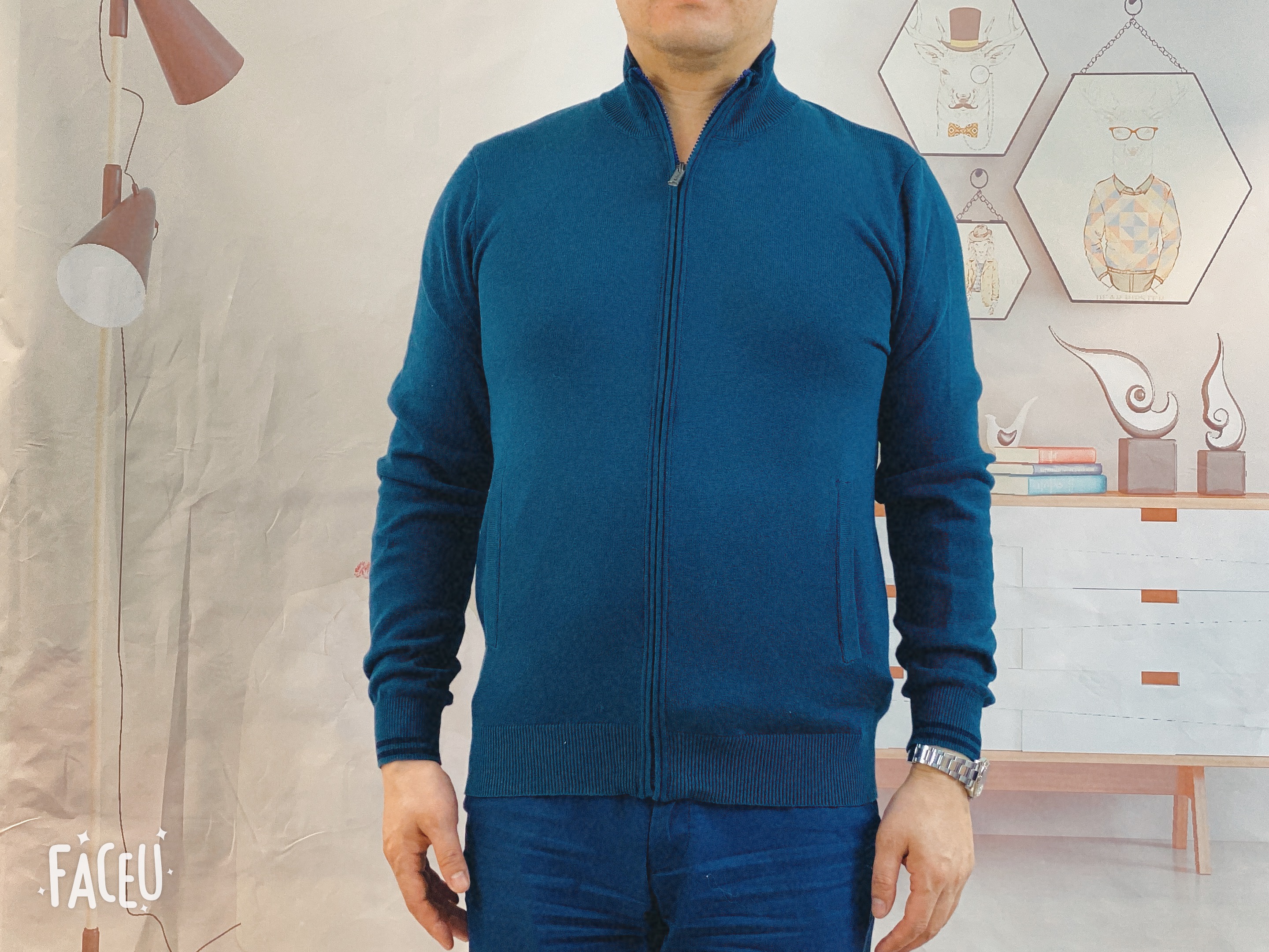 Men's full zipper cardigan