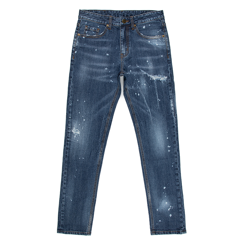 Ripped jeans cotton denim fabric jeans pants straight slim fit men jeans trousers G2002