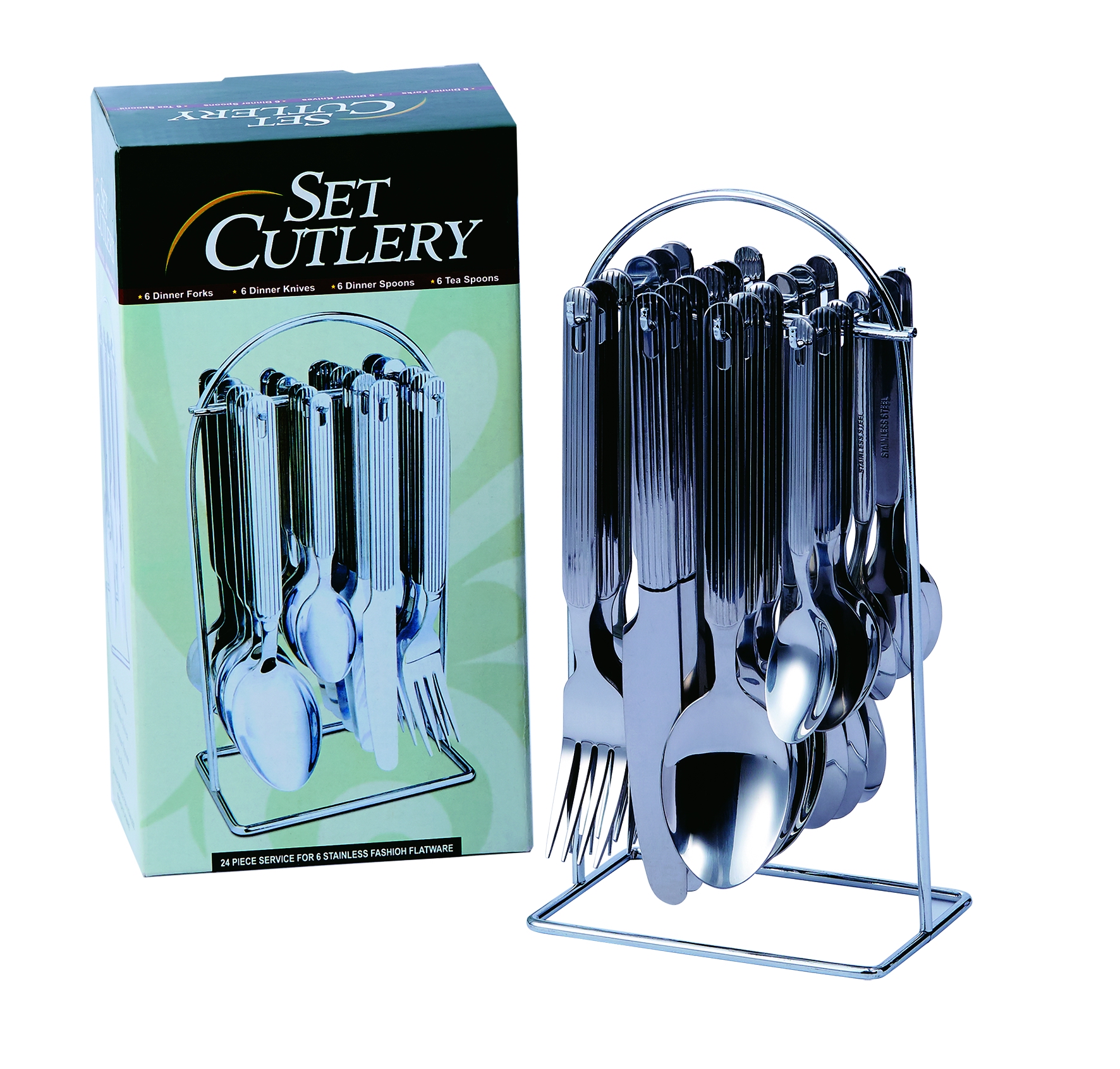 Stainless Steel Cutlery Set Chrome stand+gift box