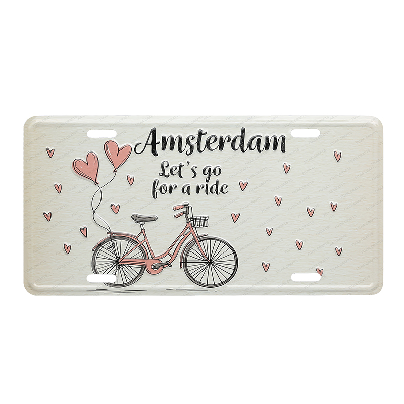 Amsterdam funny license plate factory price OEM design souvenir 3d embossed car license plate
