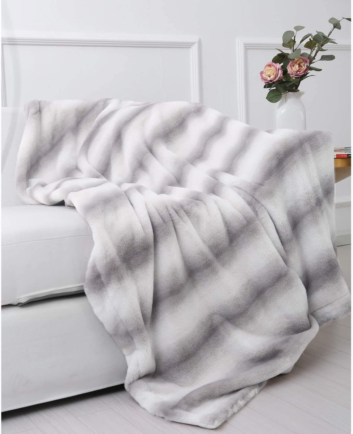 Faux Rabbit Fur Throw Blanket