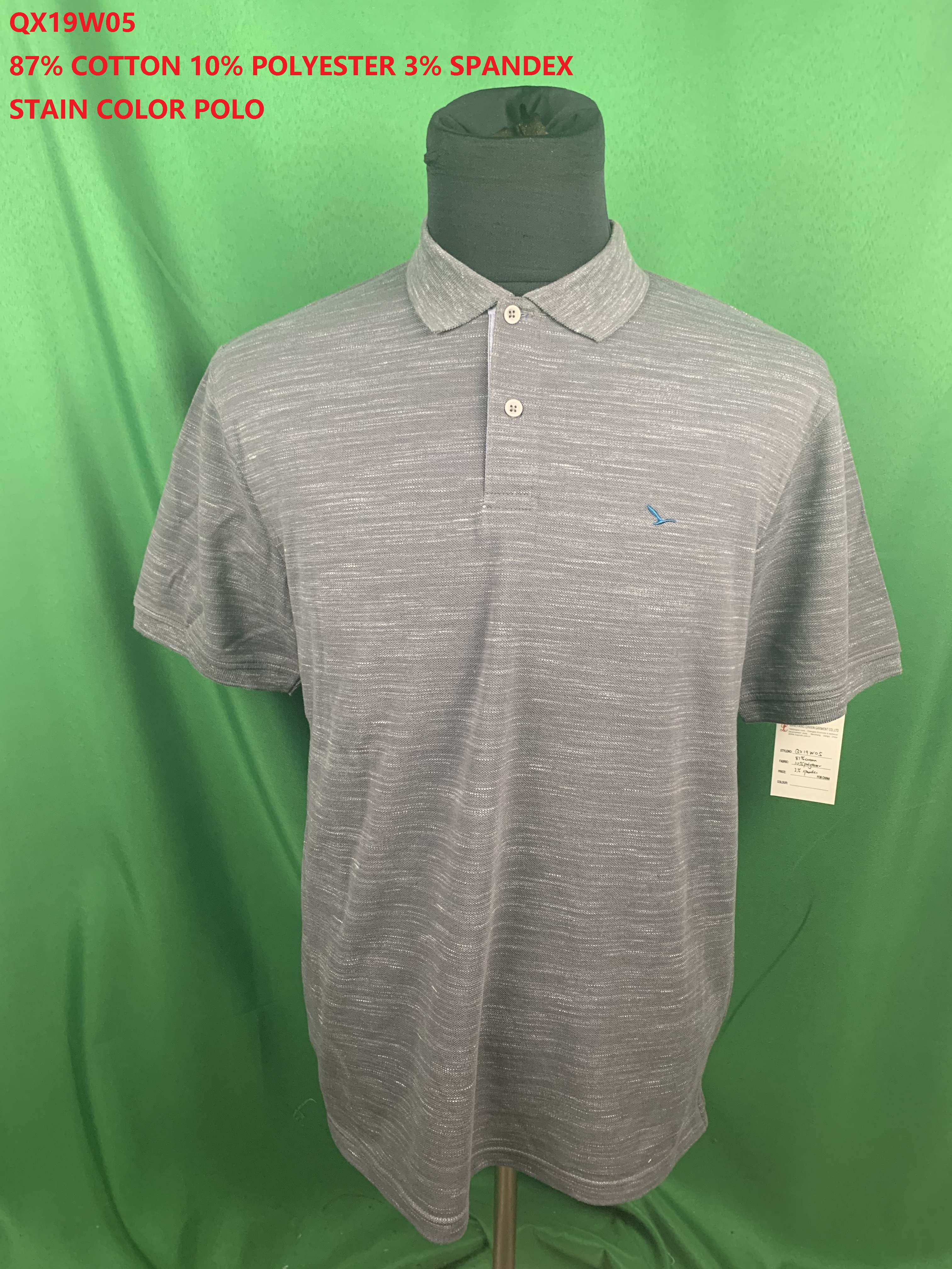 Qx19w05 Cvc Spandex Stain Color Polo