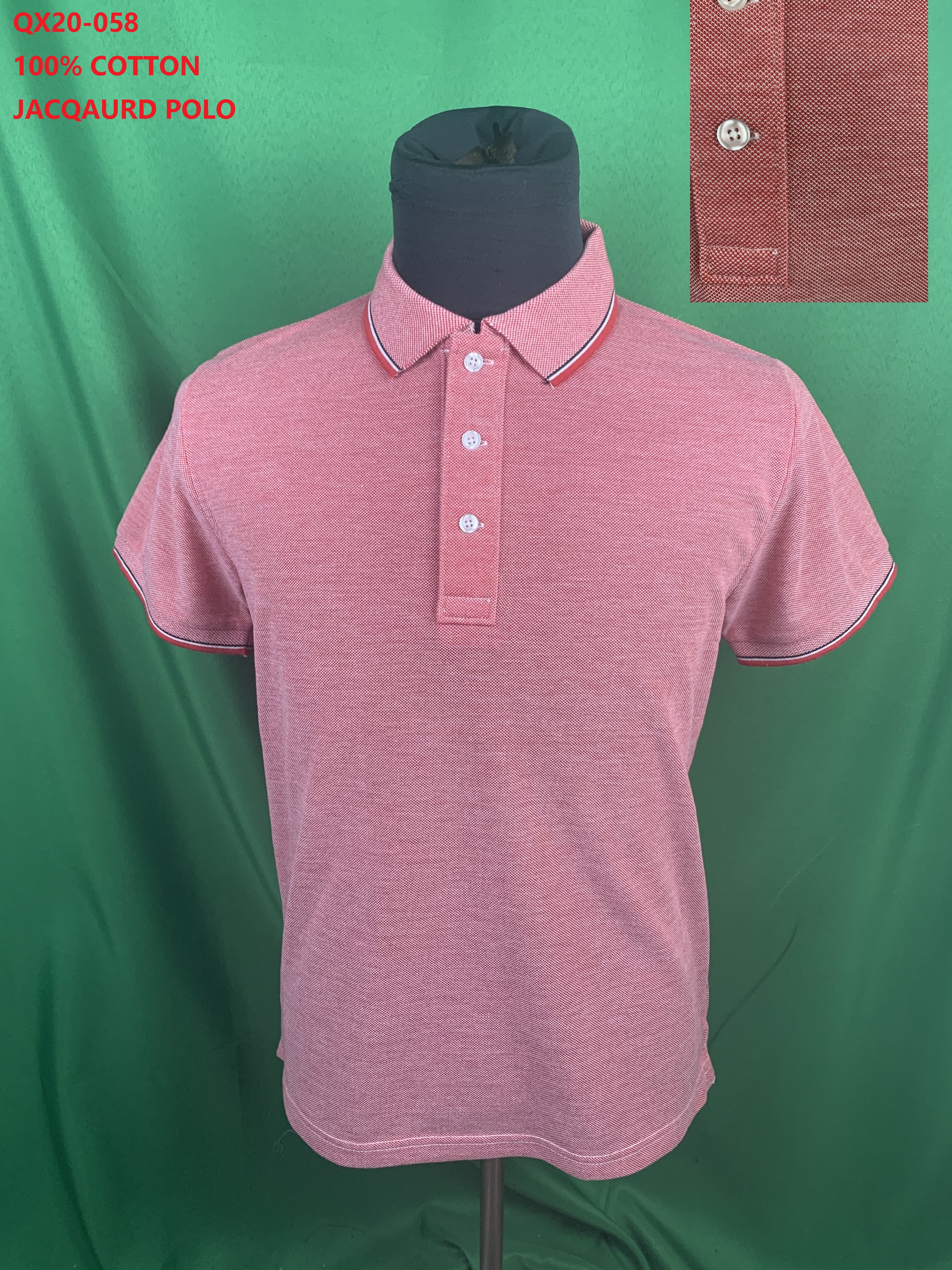 Qx20-058 100% Cotton Jacqaurd Polo