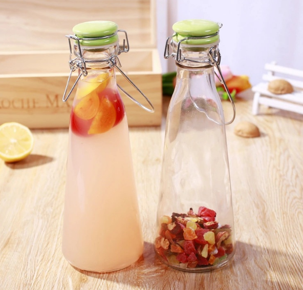 500ml/1000ml glass bottle with handle for milk and juice