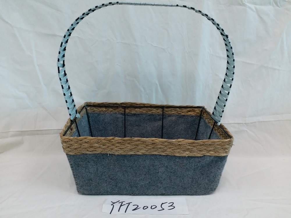 Gushi Yufeng fabric Basket Gift Baskets Empty rectanglen Picnic Basket Easter Candy Basket Storage Wine Basket with Handle Egg Gathering Wedding Basket