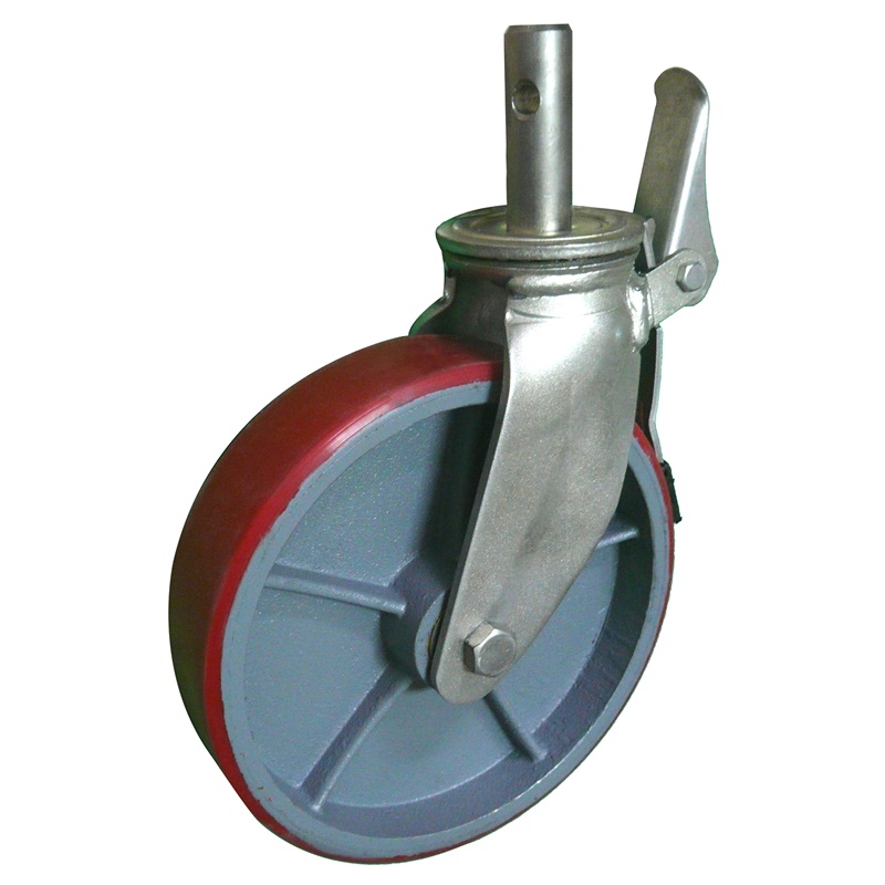 12 inch heavy duty PU scaffold caster with standard stem