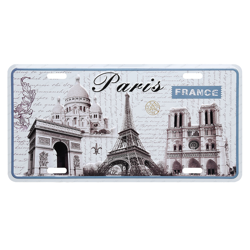 France factory price OEM design souvenir 3d embossed funny decorative car license plate
