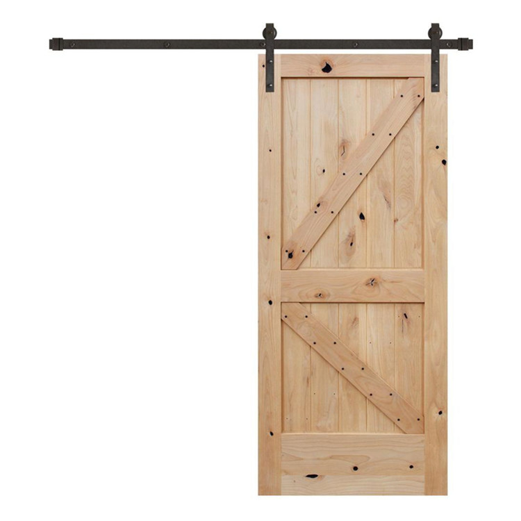 Unfinished K shape knotty alder wood barn door